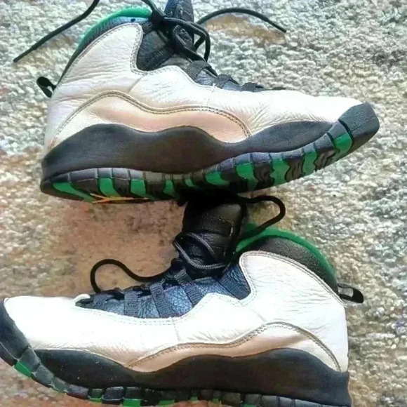 Nike Air Jordan 10 White Ans Green Retro Seattle Shoe 5.5Y 7W - Picture 6 of 16